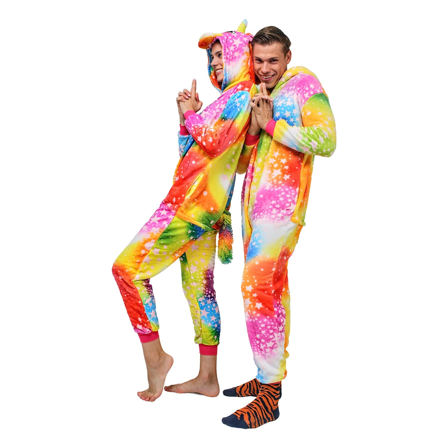 Adult Role Play Onesie - Plush Animal Costume Jumpsuit for Carnival, Halloween and Cosy Nights, multi-coloured, 130 cm