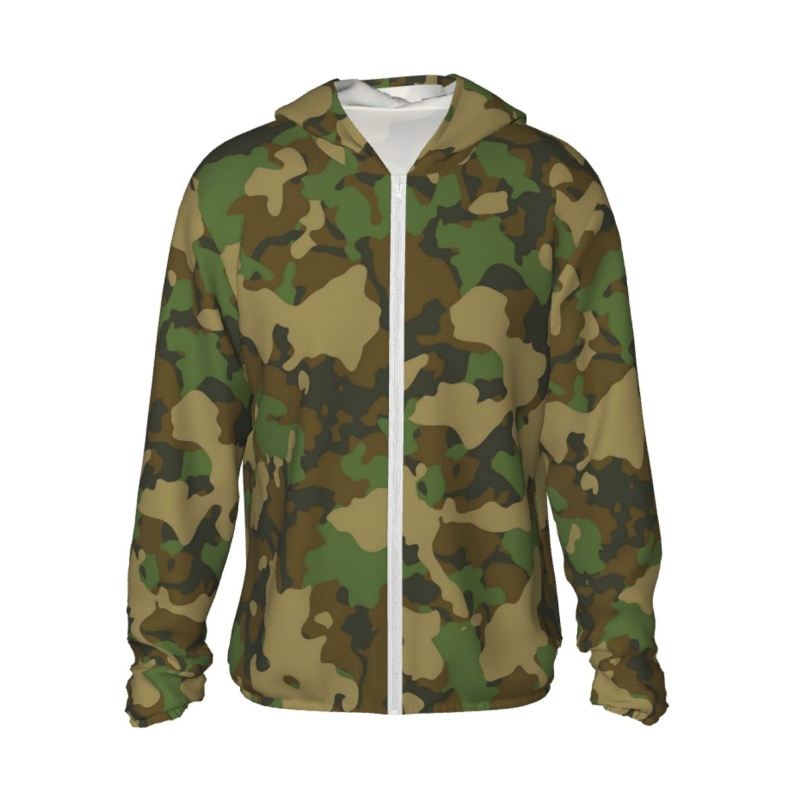 errtavt Camouflage Green Camo Sun Protection Hoodie Women's Long Sleeve Uv Shirts Jacket Hooded for Hiking Outdoor Small