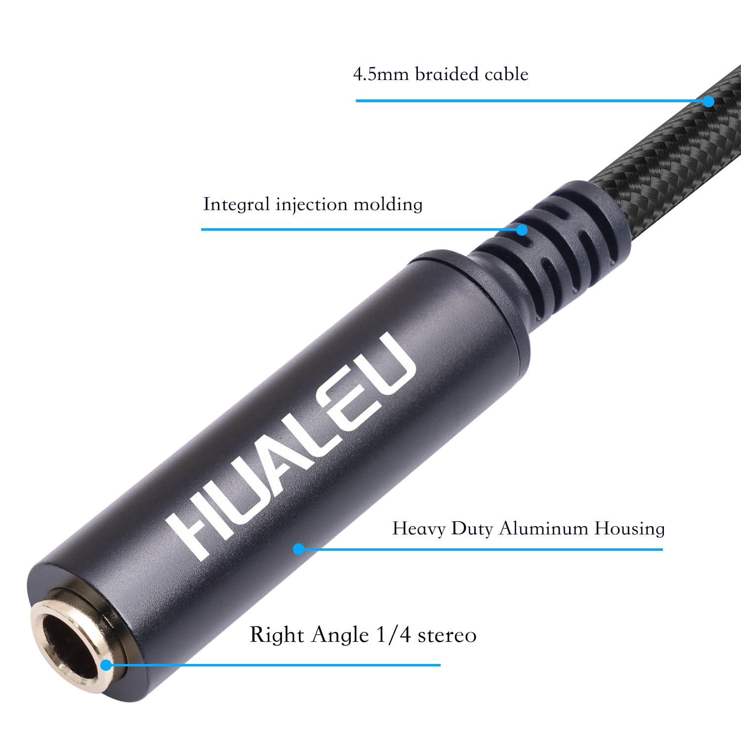 HUAELU Audiokabel, rechtwinklig, 6,35 mm, TRS-Stereo-Stecker auf Buchse, 6,35 mm Stereo-Stecker auf 1/4-Zoll-Buchse, Stereo-Gitarren-Verlängerungskabel für Verstärker, Kopfhörer, 2 Stück