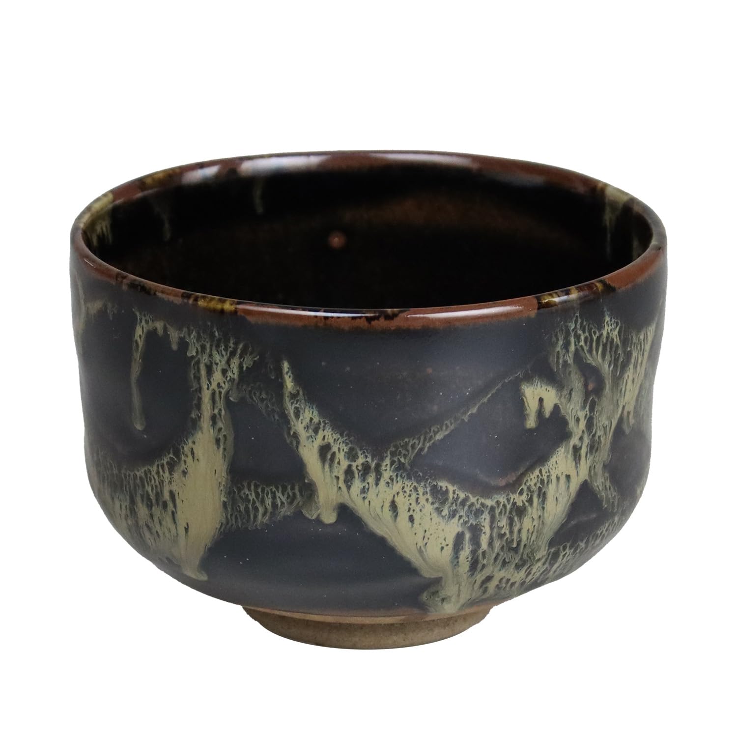 Arita Ware Matcha Bowl Mesh Tenmoku Raku Style Ceramic 4.7in Made in Japan