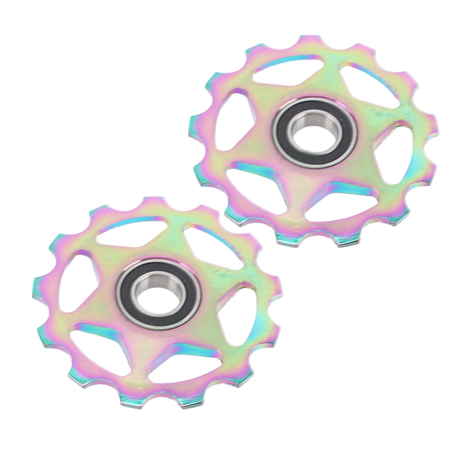 Jauarta 2Pcs Bike Derailleur Pulley Aluminium Alloy Rear Bearing Roller Wheel Component for Road Bike 13T
