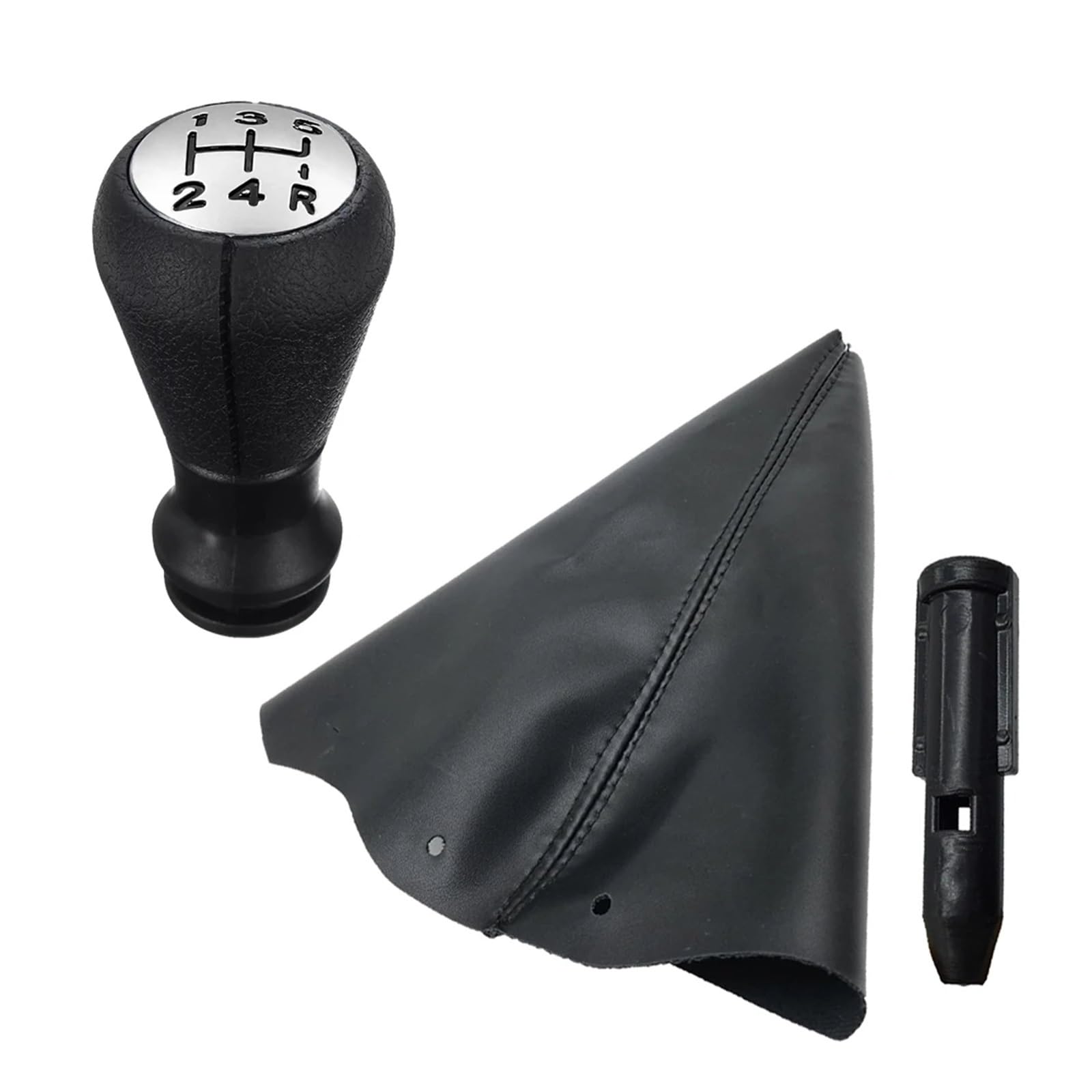 Jeocoai Chrome-Set Car Gear Knob 5 For Speed Gear Shift Knob Gaiter Boot Cover For Citroen For Peugeot For Partner For Picasso(Chrome-Set)