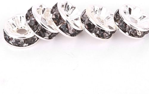 Miniatura 10 de RUBYCA - 100 unidades de espaciadores redondos y ondulados de cristal checo de alta calidad en tono plateado, Cristal, 12mm