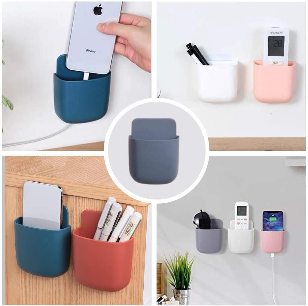 RRD KITCHENWARE Wall Mounted Storage Case for Remote, Mobile Holder/Multi Purpose Stand/Charging Stand/Drilling Free Stand/Remo-Set of 4