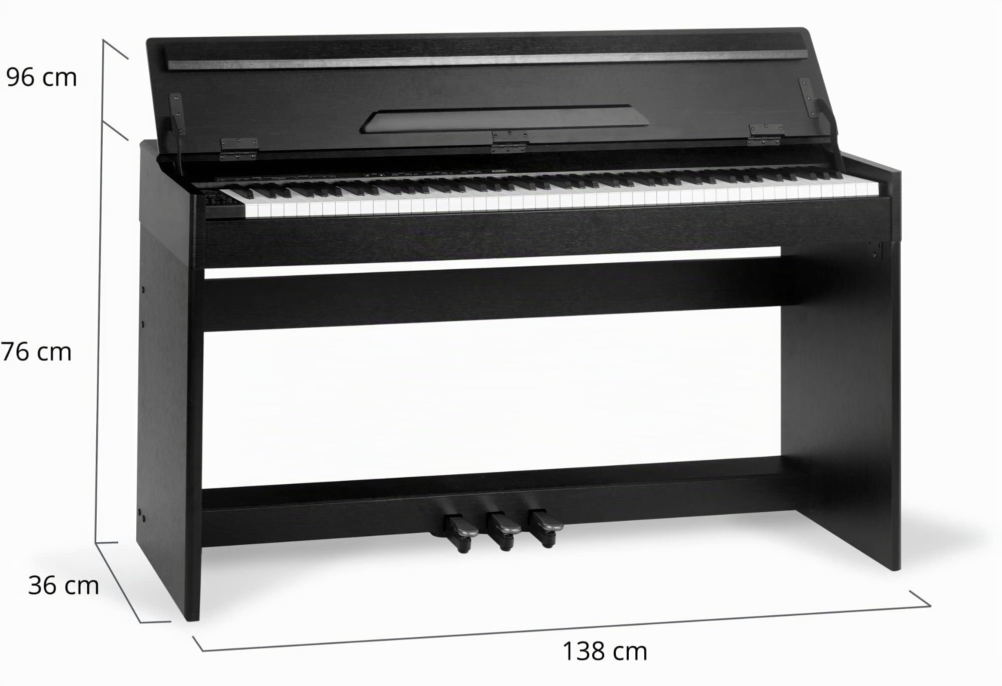 McGrey DP-18 SM Pianoforte Digitale Nero Opaco - 88 Tasti Tastiera con azione a martello - Pianola musicale con USB, 128 suoni, 128 polifonie, 3 pedali - Piano digitale per scuola