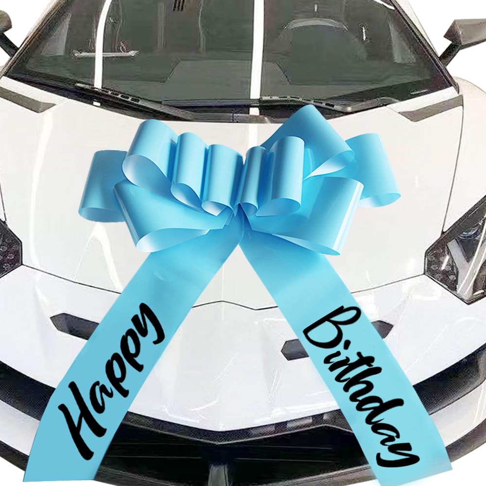 Happy Birthday Car Bow,30 Inch Big Car Bow for car,new House,Birthday Gift,Birthday Party and Other Gifts and Scene Decoration (Sky Blue)