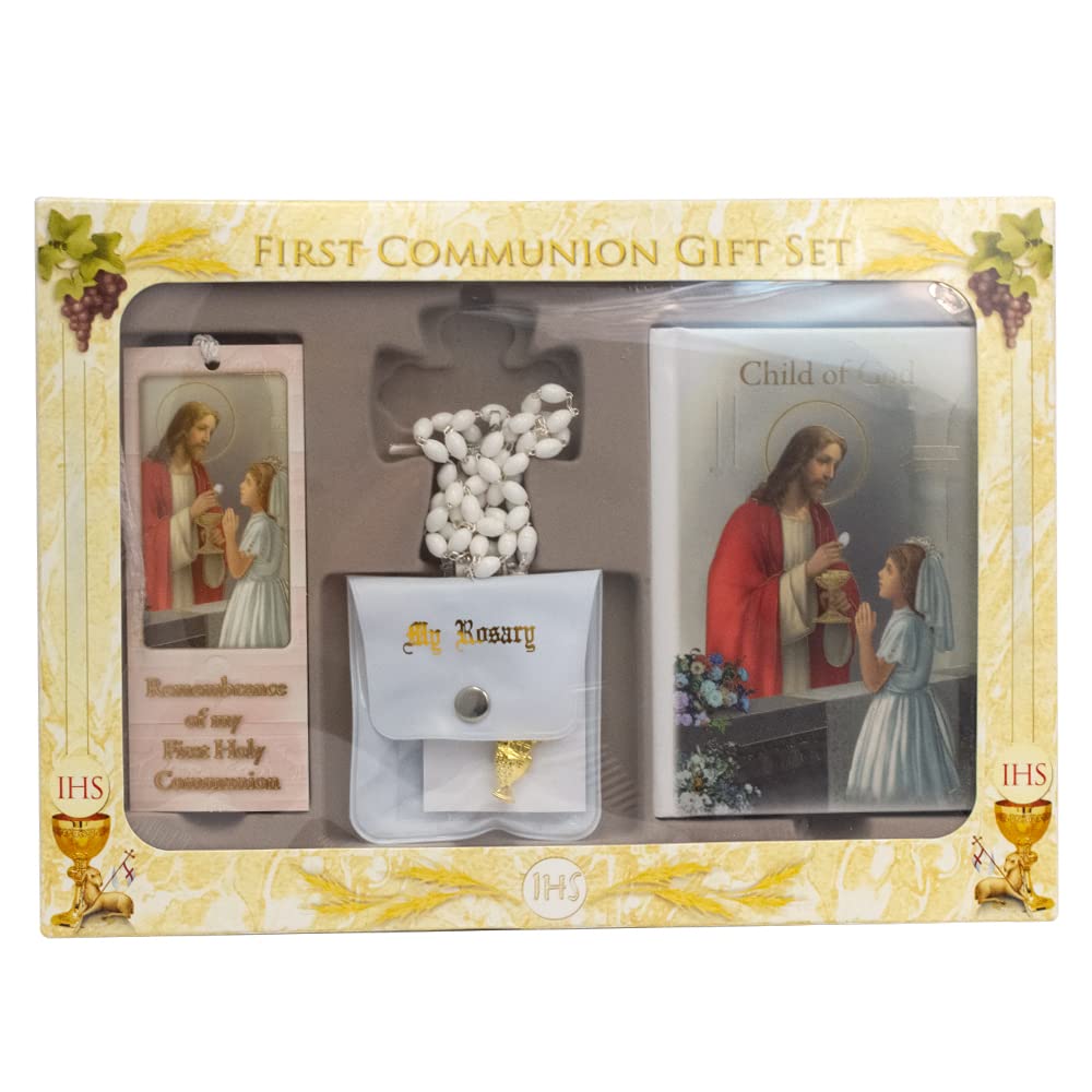 Buy First Holy Communion Gift Set | Catholic Prayer Kit For Children Includes Mass Missal Bookmark Rosary Pouch And Pin Black Or White For Boys And Girls Black