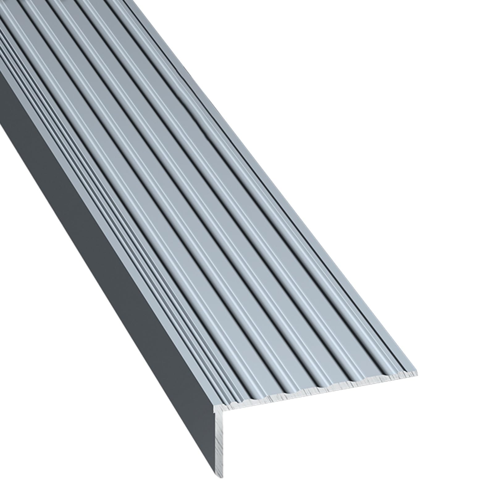 Metal L Shape Nosing Trim, Aluminum Stair Edge Protector, Non Slip Stair Treads for Indoor Outdoor Staircases(Gray,2 * 5 * 90cm)