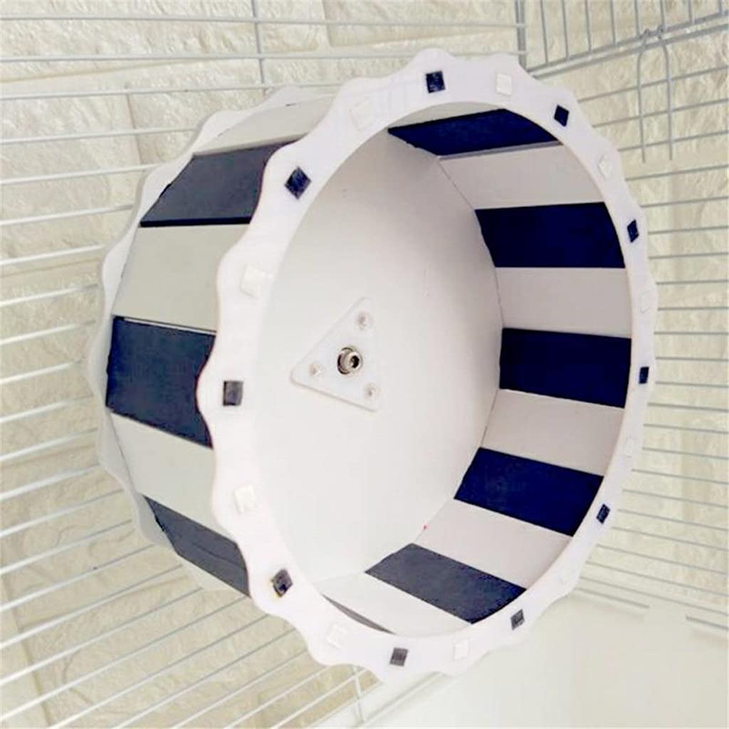 Jogging Training Non Slip Silent Pet Supplies Gerbils Mice Rotatory Cage Accessory Sports Toy Hamster Running Wheel Exercising (Black White Small)