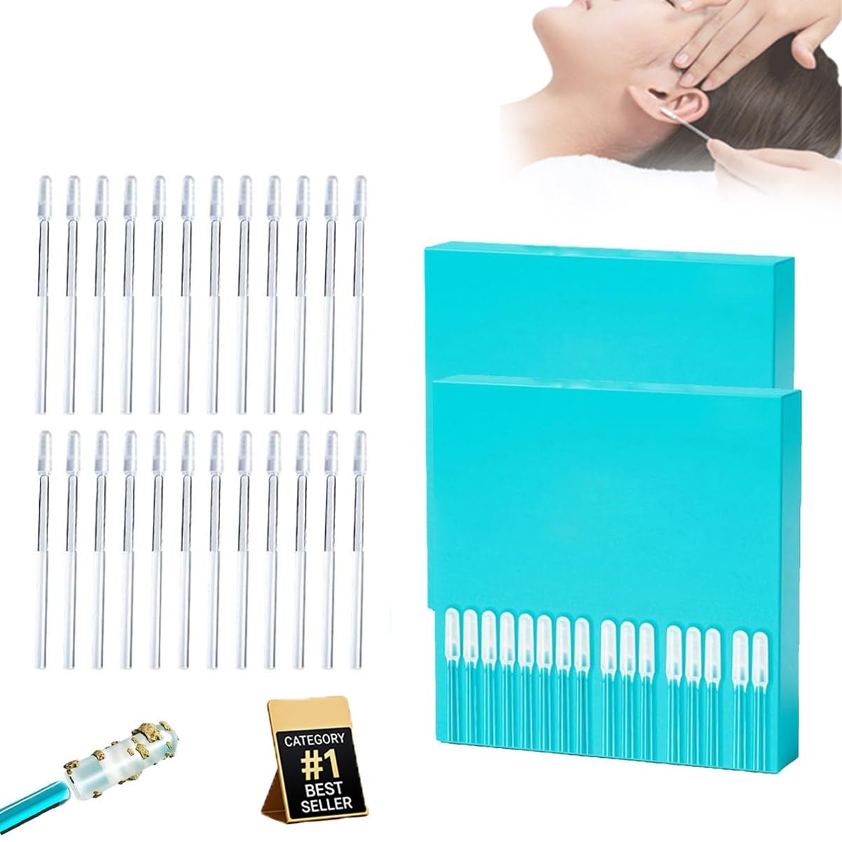 Sticky Ear Cleaning Sticks Gentle Visible Ear Care 48 PCS Earwax Removal Tools Adhesive Swabs Cleaning Tool Kit