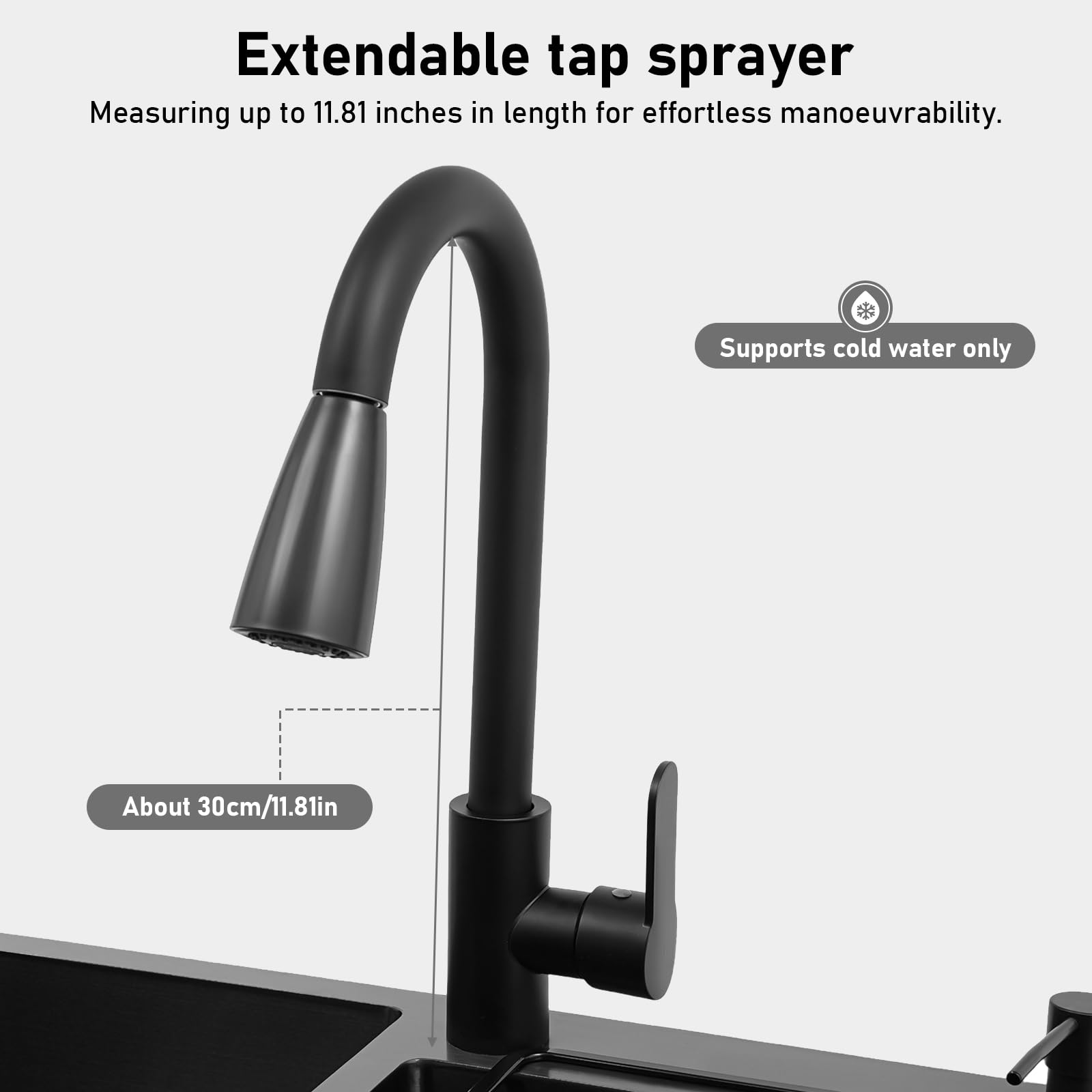 Lavello da cucina indipendente con mobile sottostante e rubinetto estraibile, lavandino in acciaio inox con cestello sgocciolante, 75x41x78cm. Lavello con mobile sottostante, lavabo per ristoranti