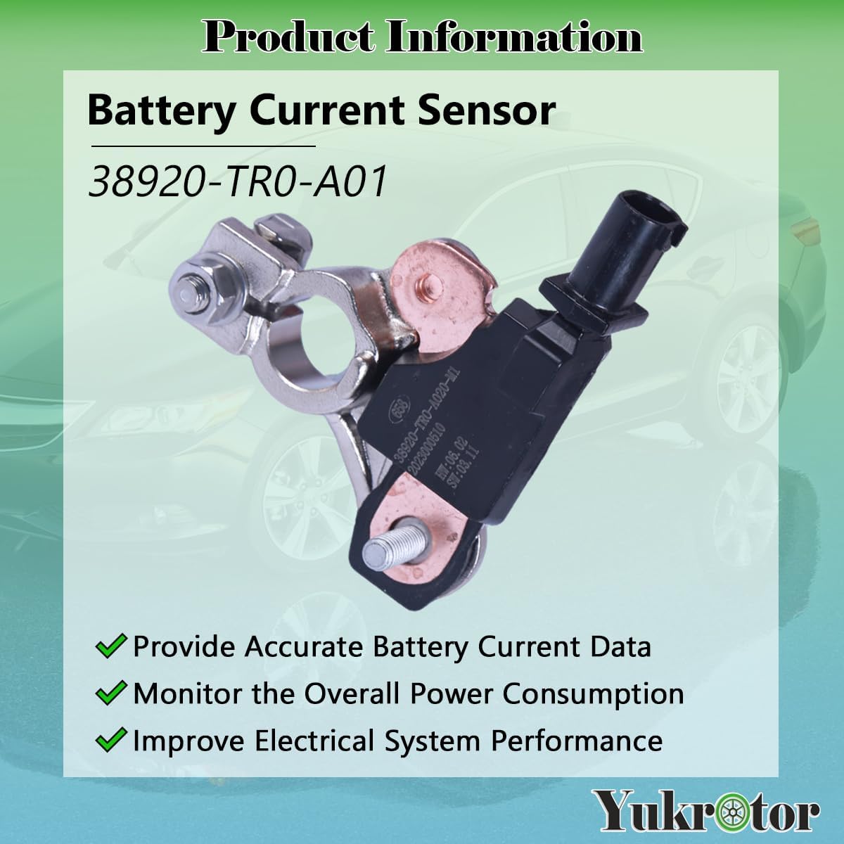 Battery Current Sensor 38920-TR0-A01 Battery Voltage Temperature Sensor Compatible with 2012-2015 Honda Civic, 2012-2016 Honda CR-V, 2013-2022 Acura ILX, 2013-2017 Acura RDX