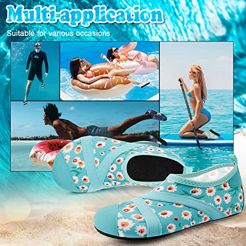 VIFUUR Womens Mens Water Shoes Barefoot Quick Dry Aqua Socks for Beach Swim Yoga Outdoor Sports Small Daisy-38/39 — view 6