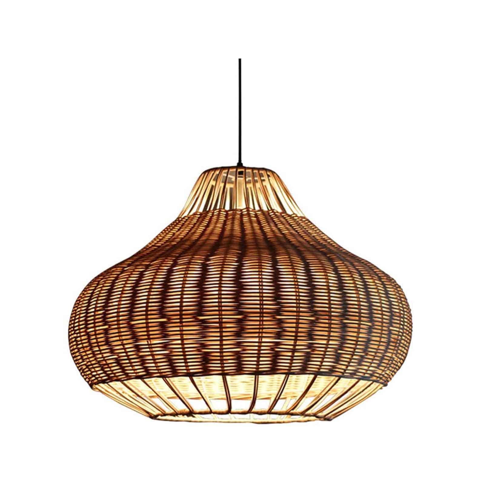 Suspension en bois et osier naturel avec douille E27 pour luminaire de plafond