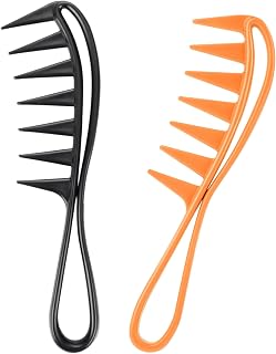 WY LIGHTING LEVEL Wide Tooth Detangling Comb Set for Curly Wet Hair & Wigs - 2 Pack Anti-Slip Shower Combs