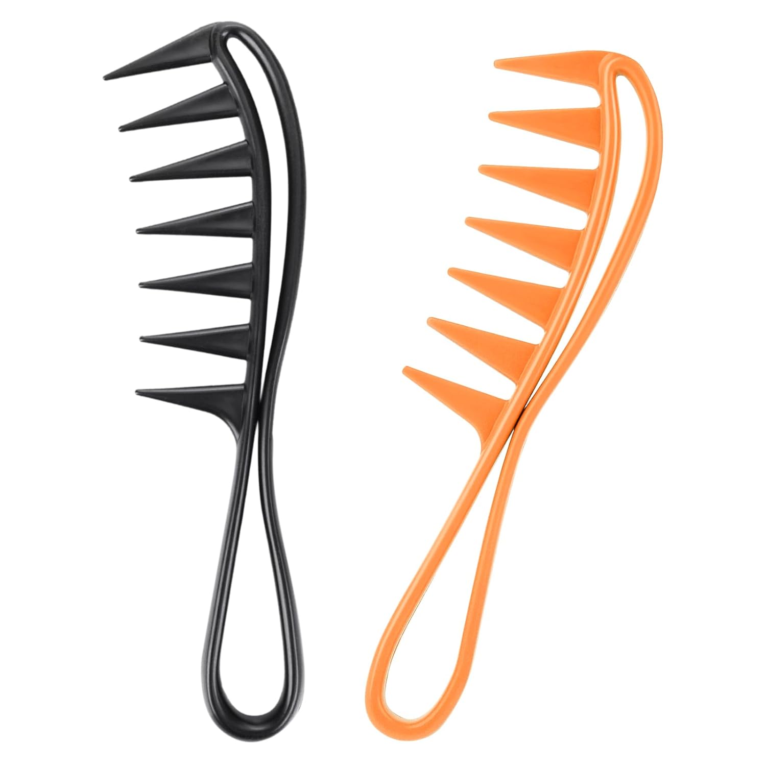 WY LIGHTING LEVEL Wide Tooth Detangling Comb Set for Curly Wet Hair & Wigs - 2 Pack Anti-Slip Shower Combs