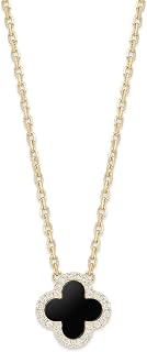 14K Gold Plated Four Leaf Clover Pendant Necklace for Women | 14K Gold Plated,Clover Pendant Multi-Color,Adjustable Chain,Stackable,Trendy Fashion Jewelry,Lucky Gift for Women