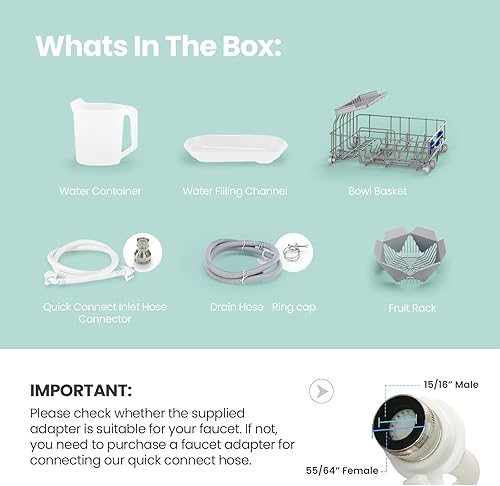 Miniatura 2 de COMFEE' Lavavajillas Portátil de Encimera con Tanque de Agua Integrado de 5L, No Necesita Conexión, 6 Programas, Rociado Dual de 360°, Función