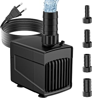 Aquarium Pumpe 45W 3000L/H - Einstellbare Wasserpumpe Teichpumpe mit 4 Düsenadaptern (13/16/19/22mm), Ultra Leise Springbrunnen Pumpe mit 1.85m Kabel für Brunnen, Aquarium, Gartenteich
