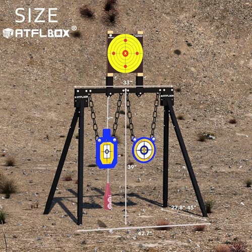 Image of Atflbox AR500 Steel Target for Shooting Stand System Set, 63 Inch Adjustable Height, 3 /8 Inch Thick Silhouette and Gong Targets, 10pcs Paper Targets and Target Holder Expansion Kit