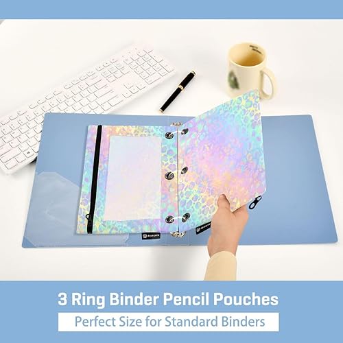 Vista 15 de ALAZA Bolsa para lápices de campo de fútbol americano para carpeta de 3 anillos, bolsillos con cremallera transparente para ventana, bolsas