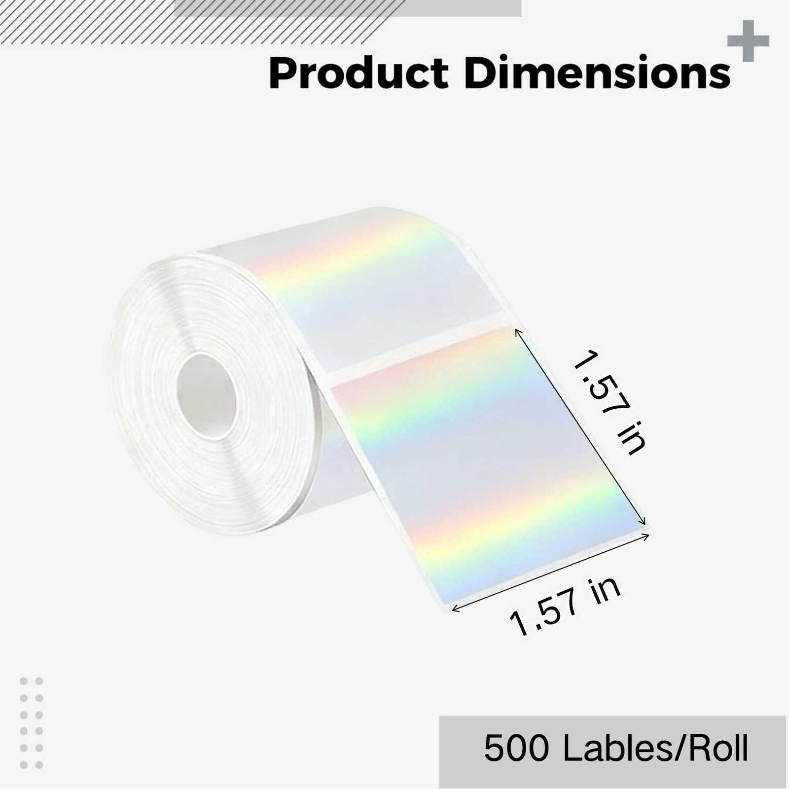 2 rouleaux d'étiquettes holographiques argentées, carrées 4 x 4 cm, 500 pièces/rouleau, autocollantes, papier d'impression thermique, compatibles Jingchen K2/K3, pour DIY et entreprise