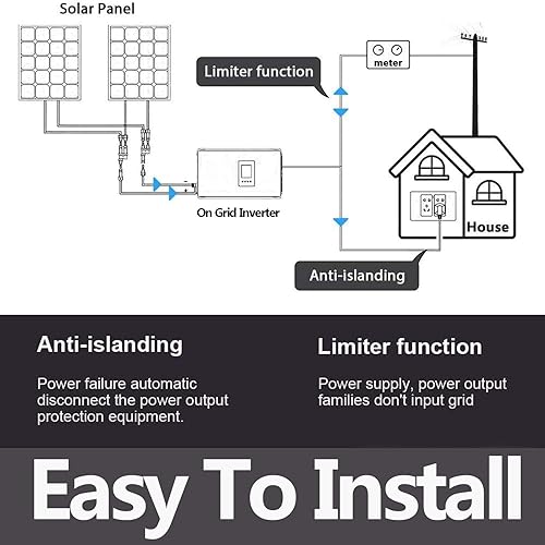 Miniatura 5 de TINGEN 1000W Solar Grid Tie Inverter DC Input 22V-65V AC Output 95V-265V Auto Switch Solar Power Solar Panel or Battery Grid Tie Inverter with LCD