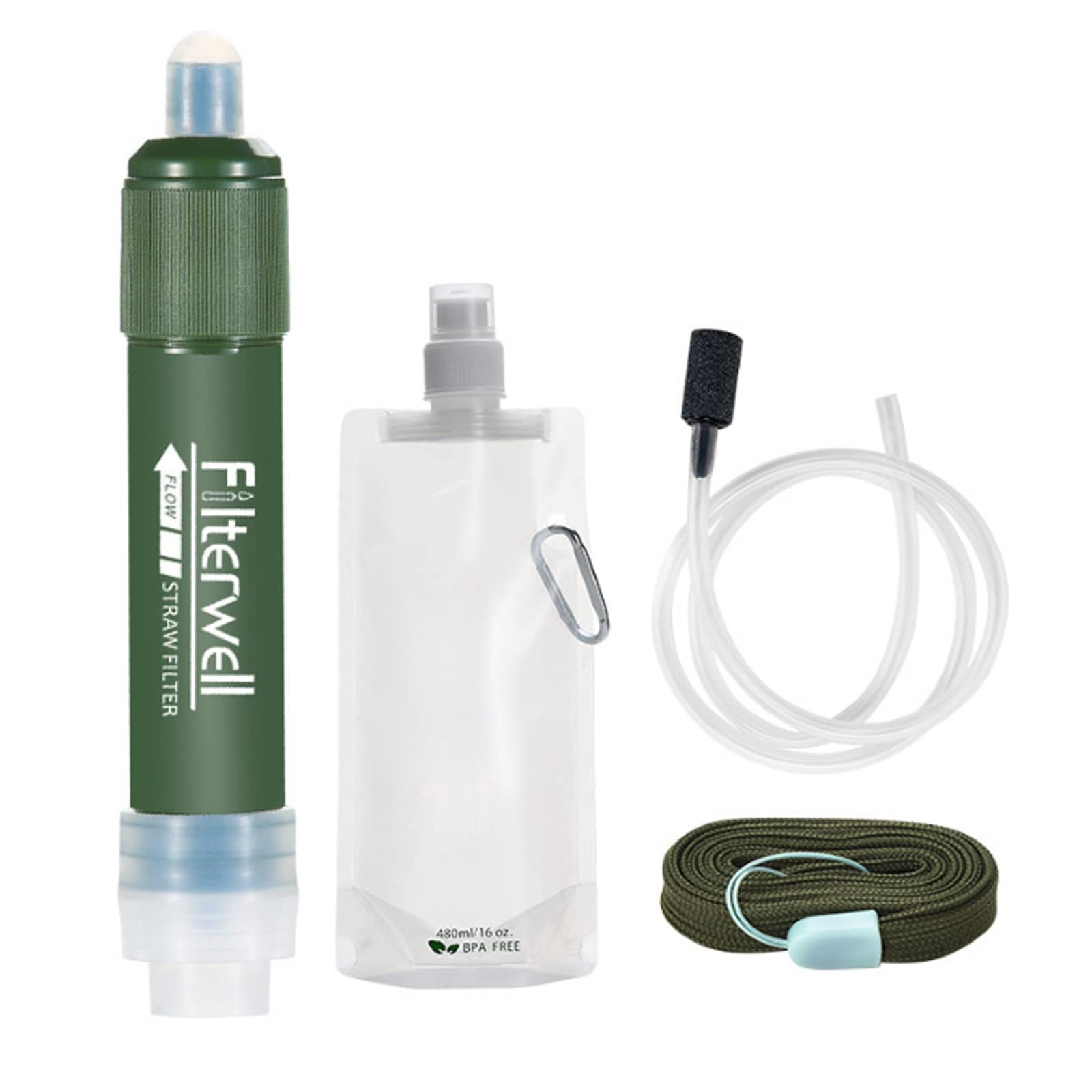 Personal Water Filter, Mini Water Filter, Personal Purification Straw, Portable Water Filter Kit for Camping, Hiking, Backpacking, Outdoor Survival Equipment (4000ML)