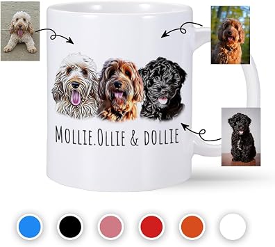 Custom Dog Photo Mug with Picture Name,Personalized Pet Portrait Coffee Mug