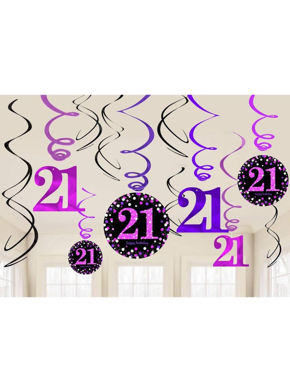 (PKT) Adult Pink Celebration 21st Birthday Swirl Decorations