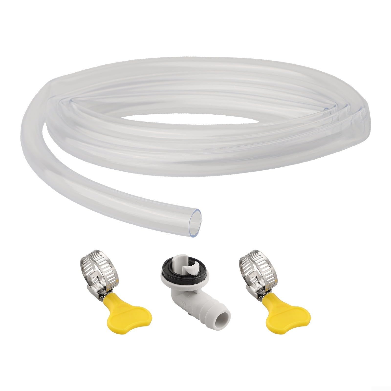 Air Conditioner Drain Hose Kit with Connector and Clamps, AC Condensate Drainage System, 15mm Diameter for Split and Casement Air Conditioning Units, Indoor Outdoor Installation(6FT)
