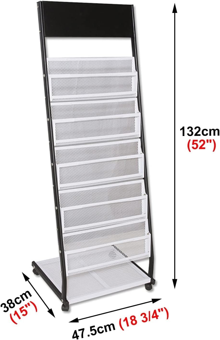 Zeitschriftenständer Boden, 6-Stufiger Broschürenständer Aus Metall Mit Rädern, Bodenstehender Zeitschriftenständer, Für Büro/Wartezimmer/Empfangsbereich,