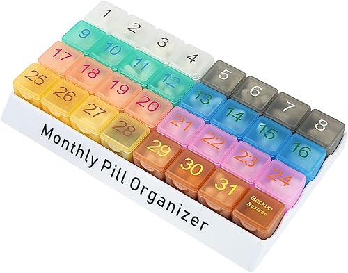 Pastillero mensual, dispensador de píldoras portátil, pastillero de viaje grande para vitaminas, medicinas, aceite de pescadosuplementos, extra