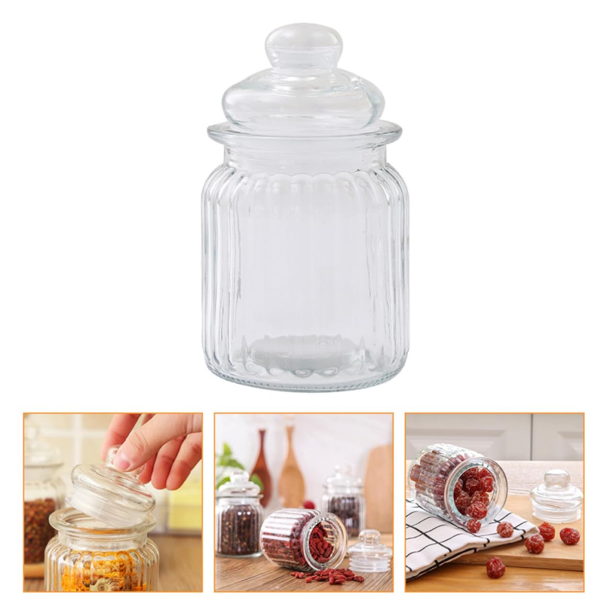 4 Stück Glas Vorratsbehälter 230ml mit Deckelverschluss Hitzebeständig und Hochfest für Küche und Aufbewahrung von Tee und Marmelade