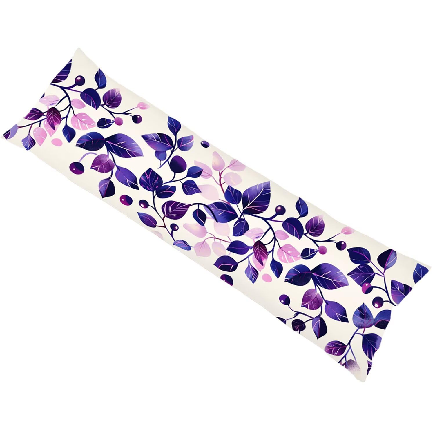 Poduszka do spania na boku 60 x 180 cm, nowoczesna poszewka na poduszkę, lniana poduszka do spania, dla osób śpiących na boku, fioletowa, wzór z nadrukiem z zamkiem błyskawicznym, do salonu, sypialni