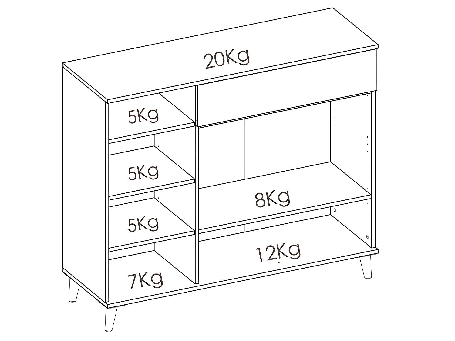 DEKIT GRUPO RIMOBEL - DEKIT Mueble Auxiliar de cocina, color Blanco/Natural, 102x120x40 cm, WOK