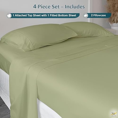 Vista 77 de Shreem Linen California King Waterbed Sheets, 4-Piece 100% Egyptian Cotton Attached Sheet Set with 15" Deep Pocket, Soft & Breathable Bedsheets for