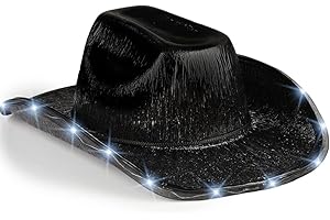 Unisex Cowboy Hat Light Up Flashing LED Brim Fun Light Up Hat...