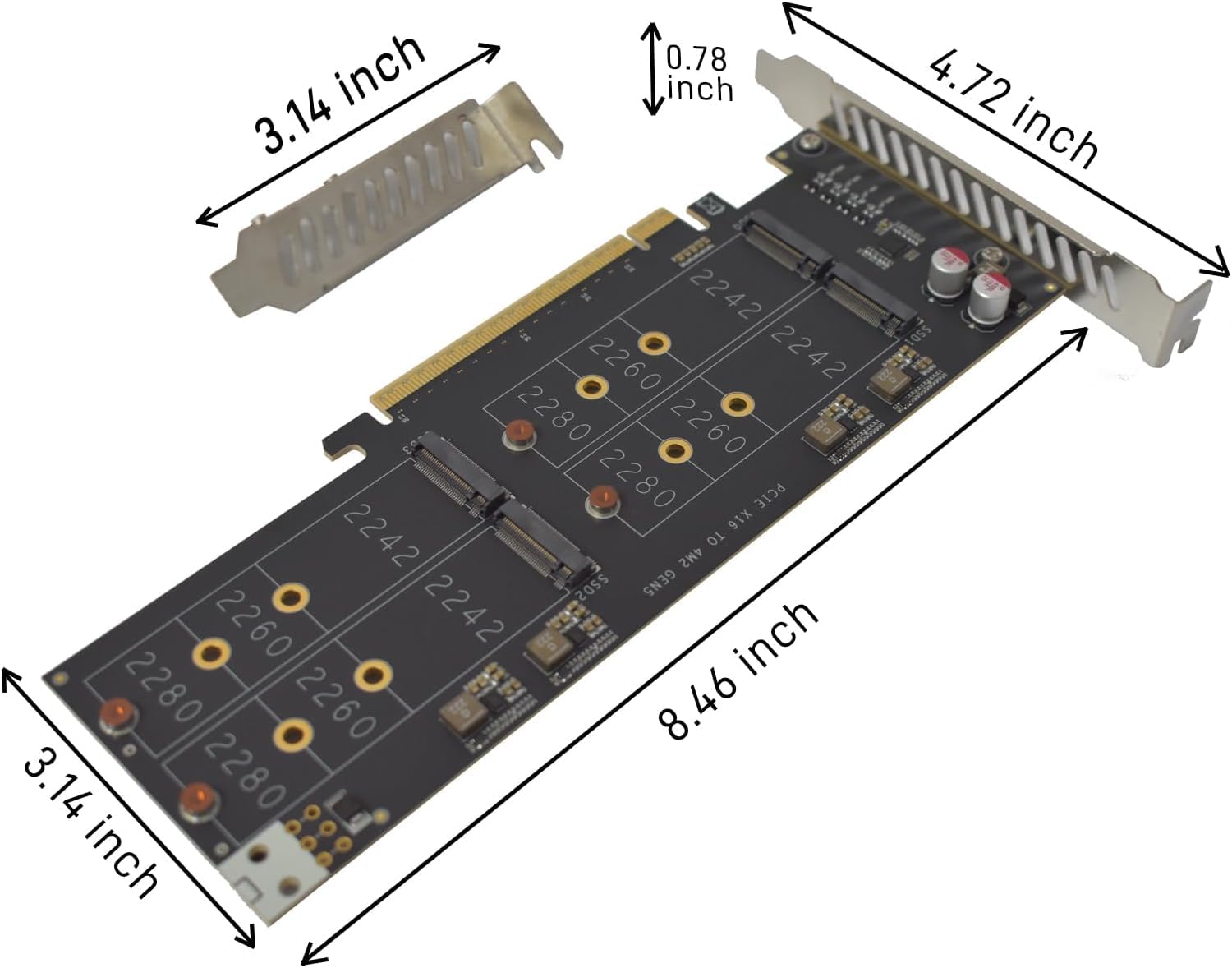 5.0 PCIe M2 Adapter x16 für 4 M.2 NVMe SSDs mit RAID-Unterstützung