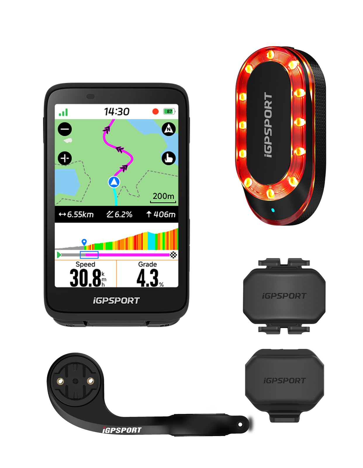 iGPSPORT BiNavi GPS Bicicleta con SPD70 Velocímetro y CAD70 Sensor de Cadencia para Bicicleta y M80 y SRmini