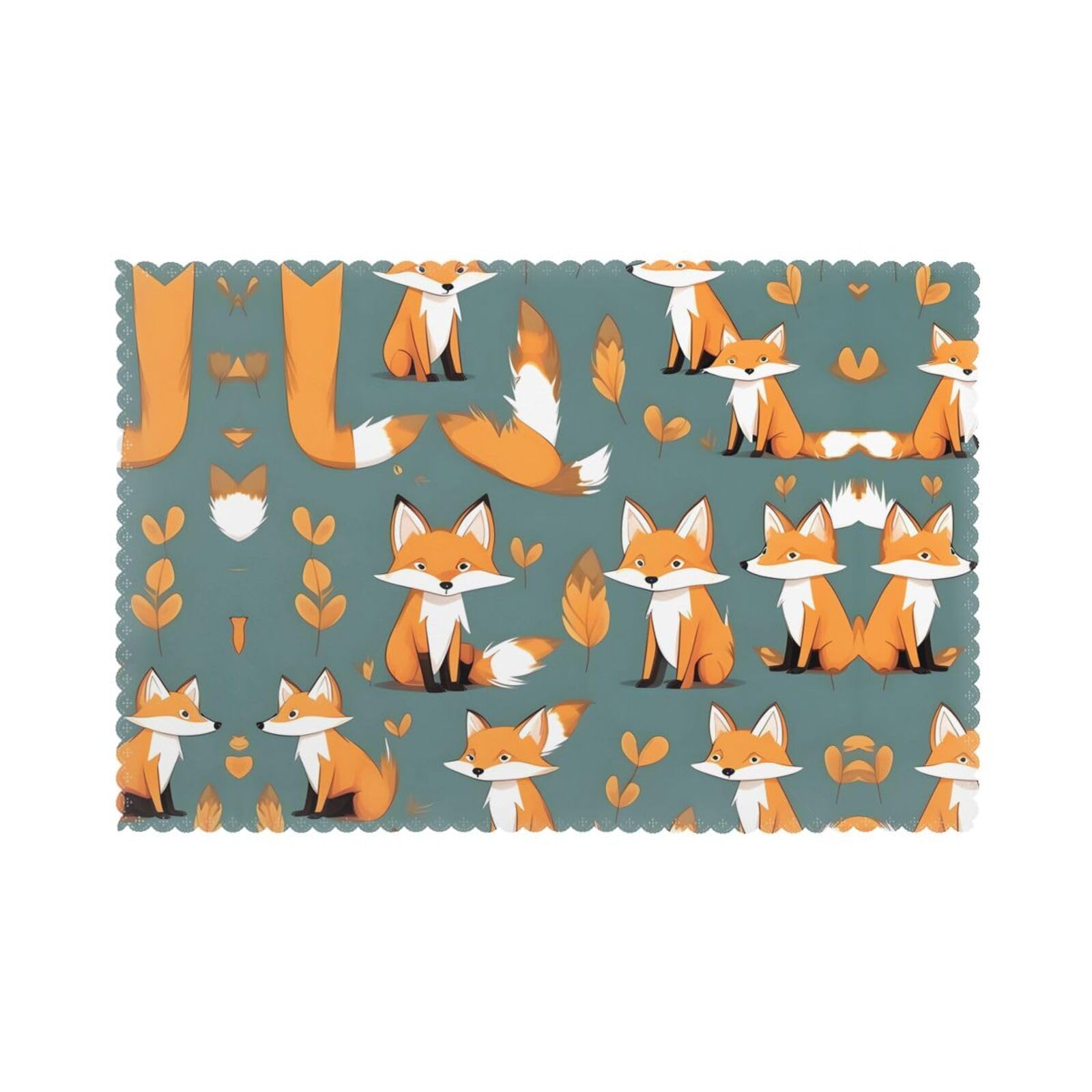 WHJSHOP Yellow fox Prints Placemats Set of 6 12x18in - Heat Resistant Table Layers for Homes, Hotels & Stylish Dining