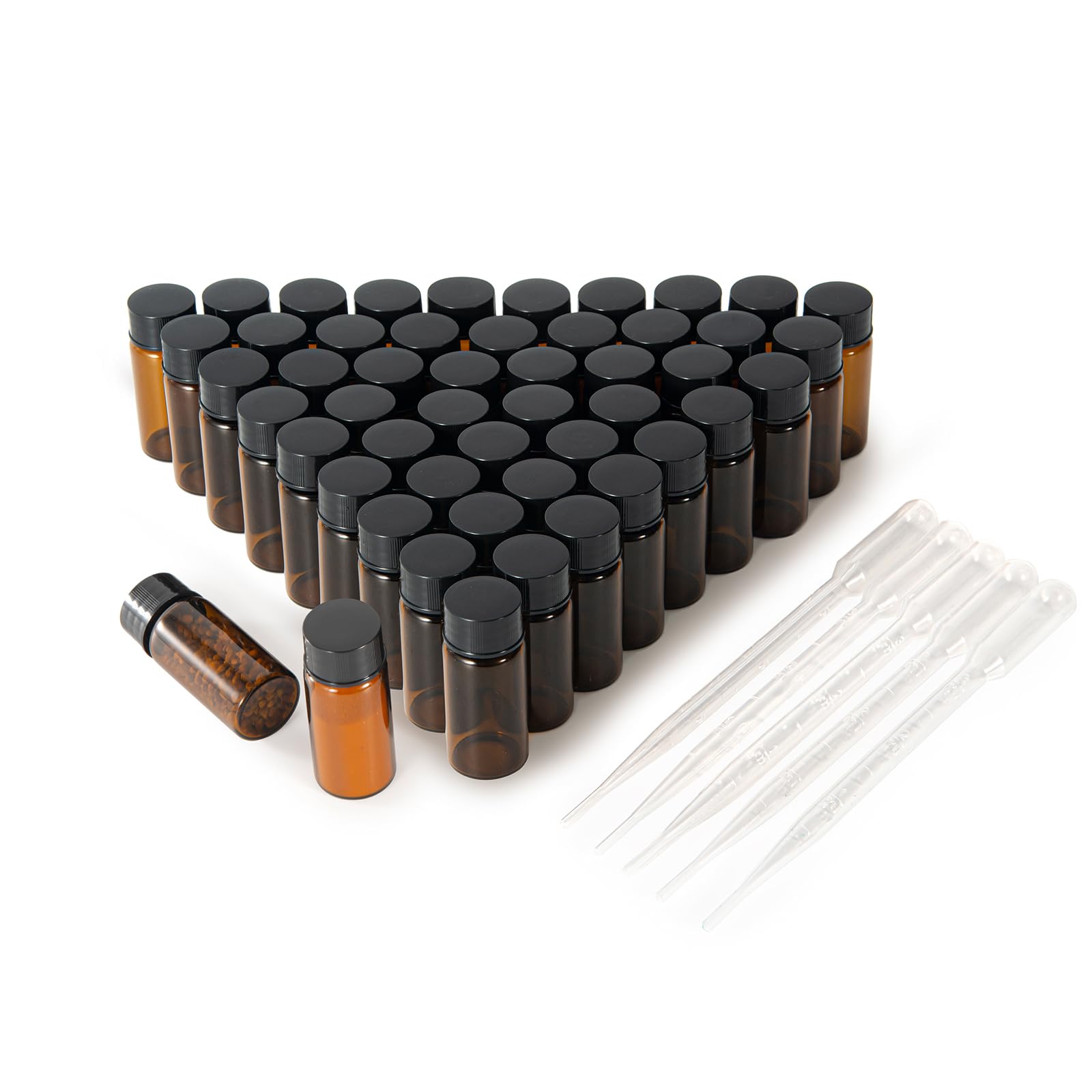 10ml Amber Small Glass Vials 50pcs with Screw Caps(50pcs)