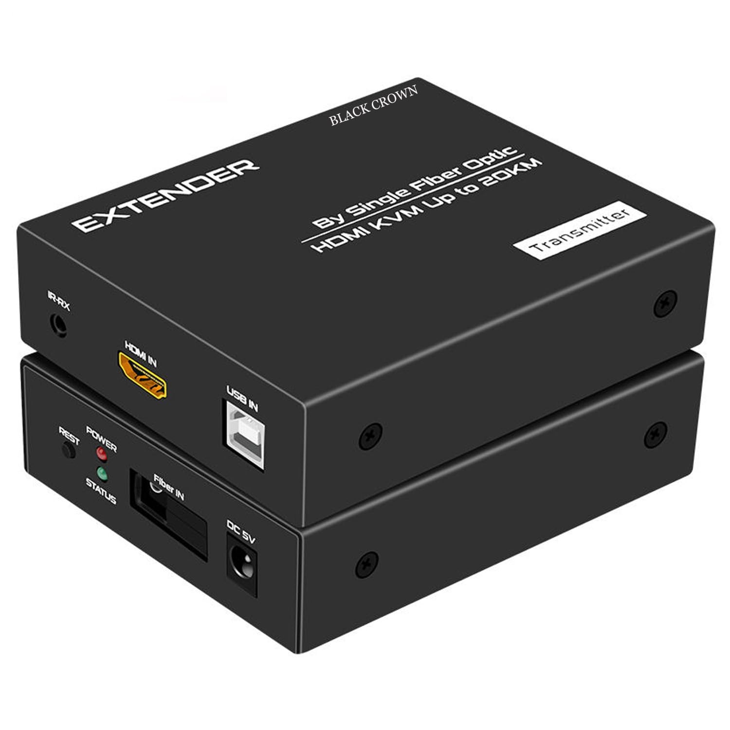 BLACK CROWN 20KM HDMI KVM Fiber Optic Extender, HDMI KVM Transmitter & Receiver Extender 1080p Full HD Supporting a Long Distance Over single Fiber Optic. (Black)-image-45