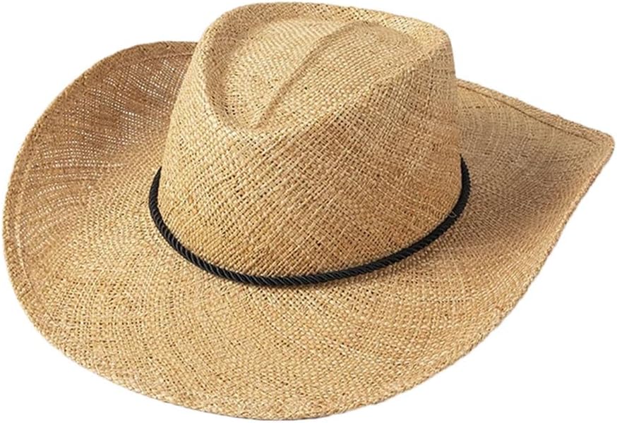 Lace Up Grass Straw Hats for Men Women Outdoor Jazz Panama Cap Sunscreen Wide Brim Sun Hats