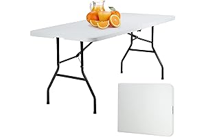 6 Foot Folding Table for Camping, Picnics, Office and More