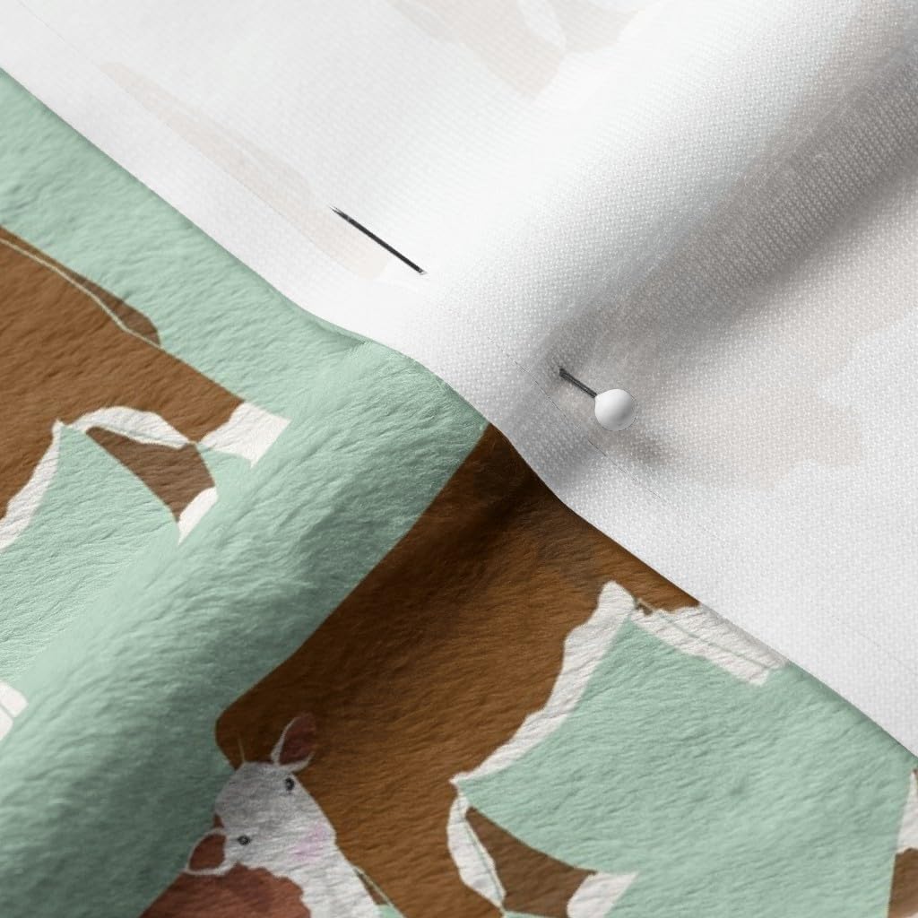 Spoonflower Fabric - Hereford Cattle Cow Mint Calf Farm Animals Animal Nursery Pet Portrait Printed on Minky Fabric by The Yard - Sewing Baby Blankets Quilt Backing Plush