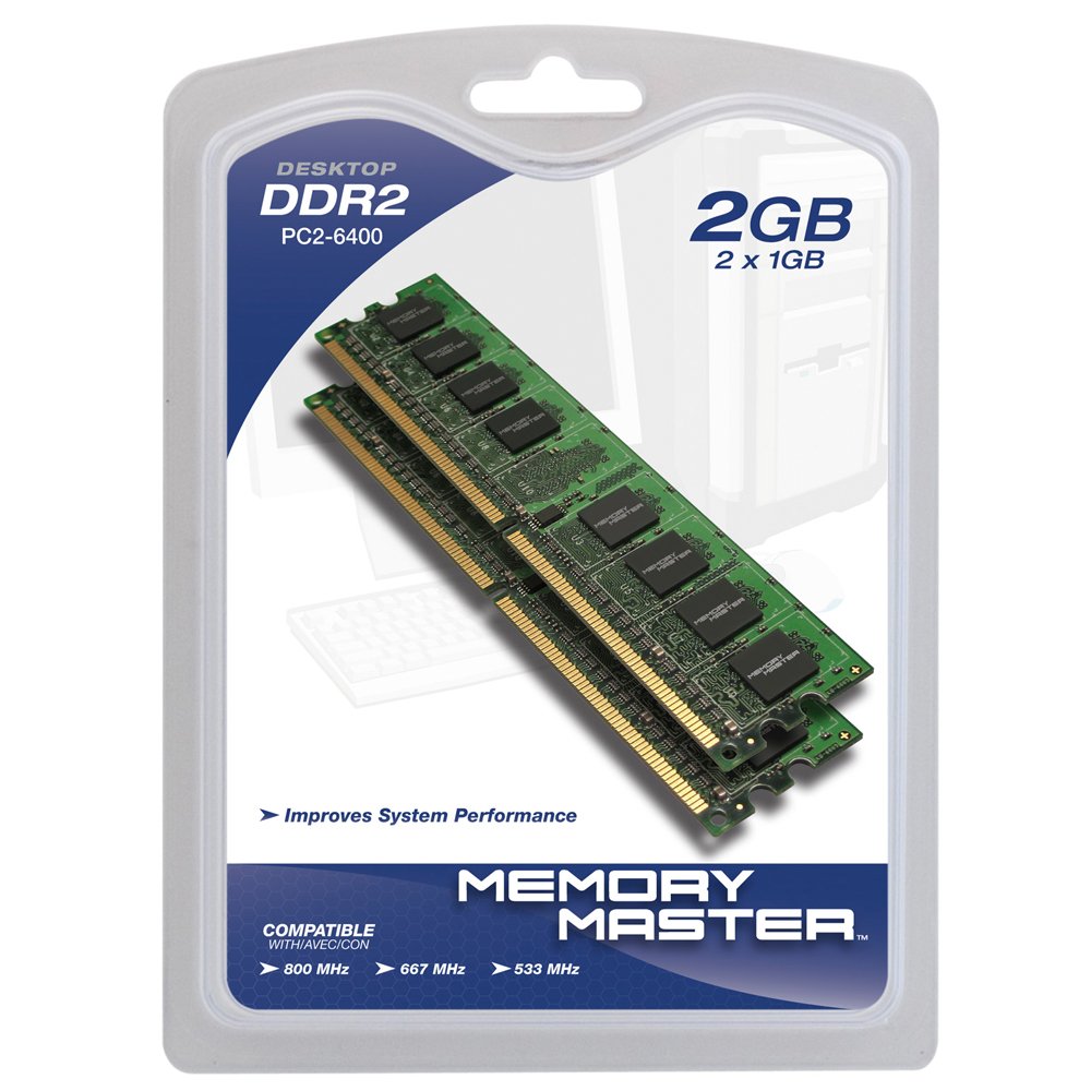Memory Master 2 GB (2 x 1 GB) DDR2 800MHz PC2-6400 Desktop DIMM