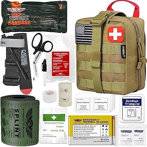 EVERLIT Emergency Trauma Kit, CAT GEN-7 Multi-Purpose SOS Everyday Carry IFAK for Wilderness, Trip, Cars, Hiking, Camping, Father’s Day Birthday Gift for Him Men Husband Dad Boyfriend (Tan) Cover