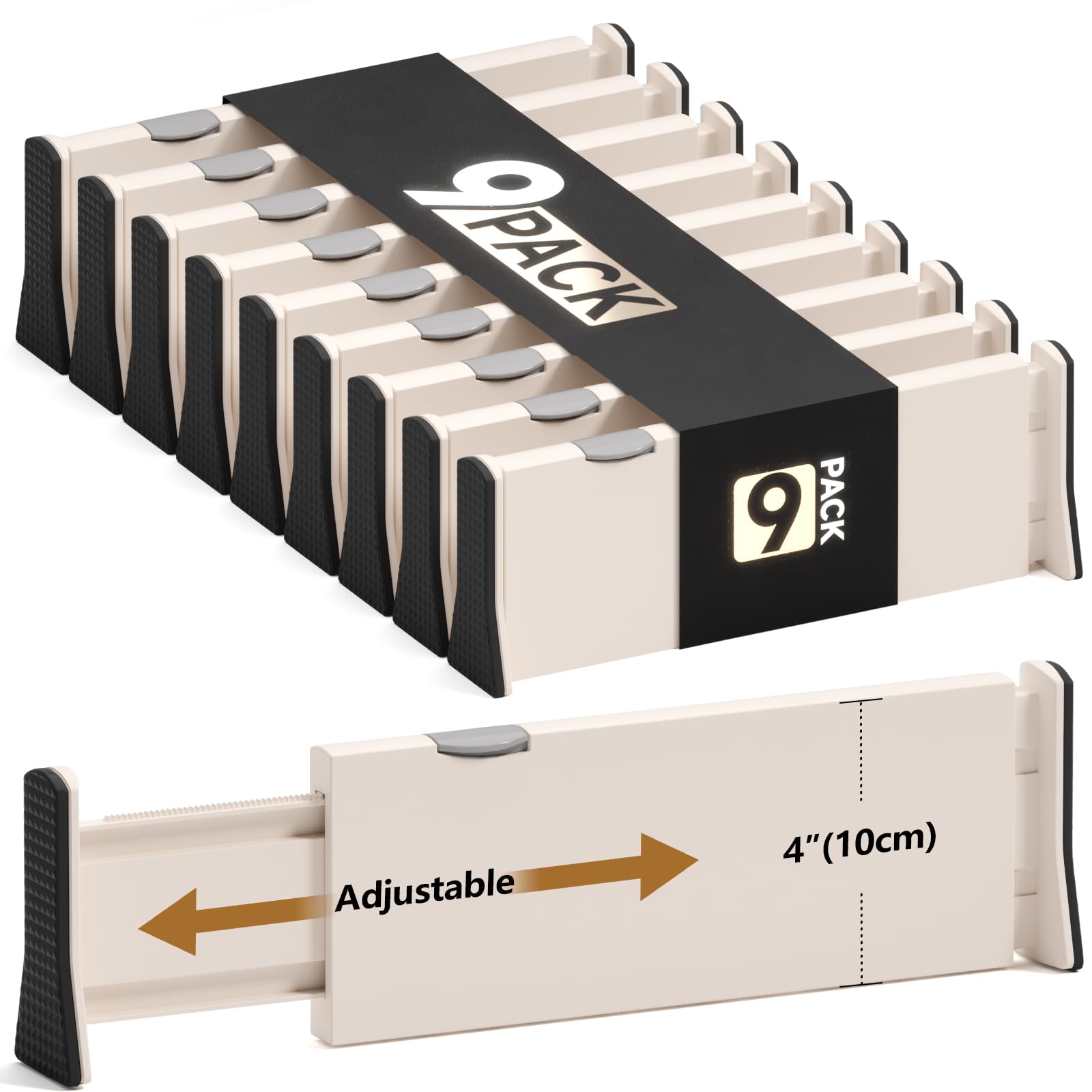 NTQNOIKA Drawer Dividers Organizer 9 Pack, Adjustable Separators 4