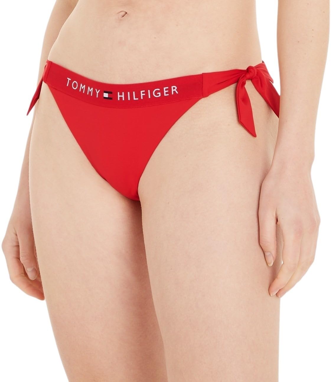 Tommy Hilfiger Women’s Sport Side Tie Cheeky Bikini Bottoms, Red (Primary Red), XL